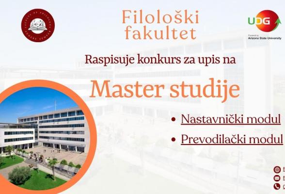 KONKURS ZA UPIS NA POSTDIPLOMSKE AKADEMSKE MASTER STUDIJE